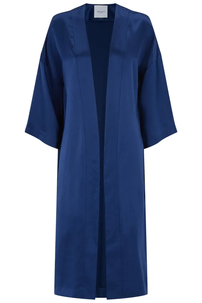 Sleep & Loungewear<CULT MIA SILK MIDI KIMONO Sapphire