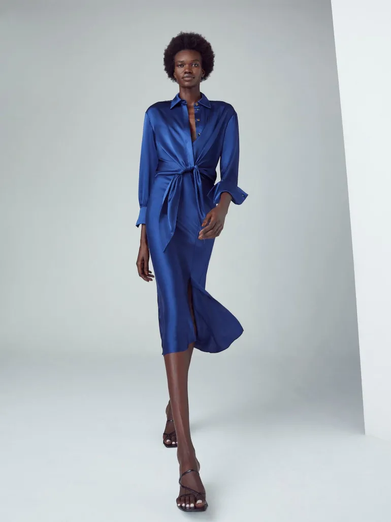 Skirts<CULT MIA SILK MIDI SKIRT Sapphire