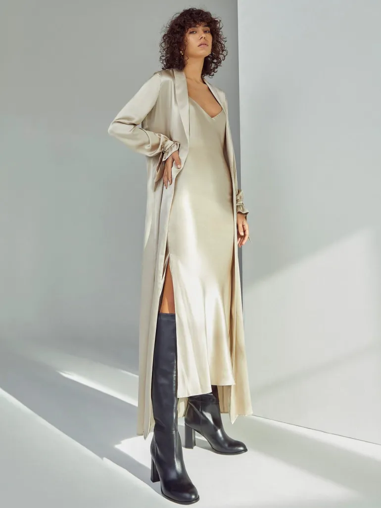Dresses | Midi Dresses<CULT MIA SILK MIDI SLIP DRESS Oyster