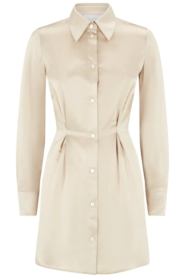Dresses | Mini Dresses<CULT MIA SILK MINI SHIRT-DRESS Oyster