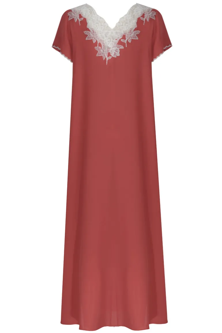 Sleep & Loungewear<CULT MIA SILKY CREPE DRESS HALF SLEEVE Coral