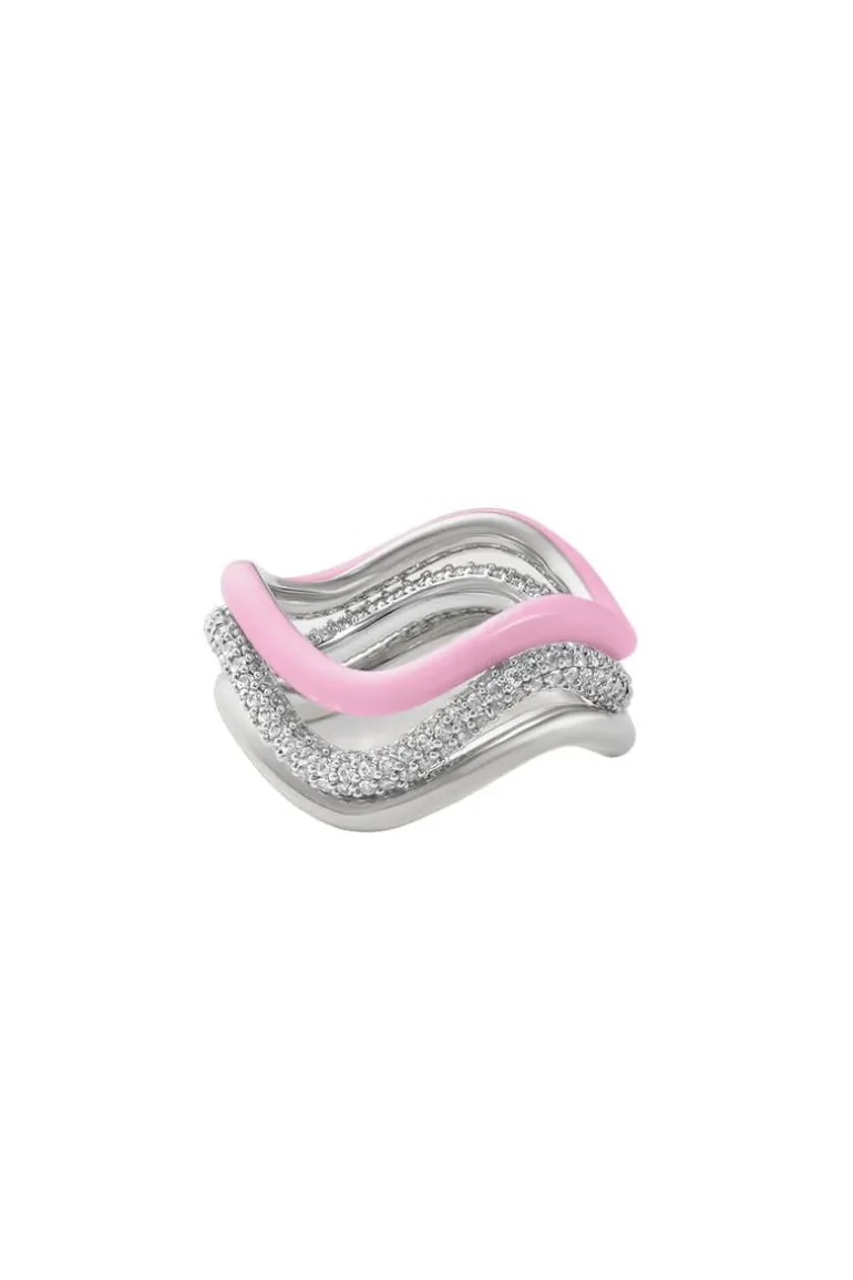 Rings<CULT MIA SILVER AND LIGHT PINK COSTAL TRIPLED RING Silver/Light Pink