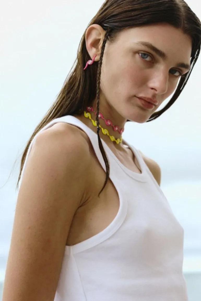 Earrings<CULT MIA SILVER AND LIGHT PINK SPLASH EARRINGS Silver/Light Pink