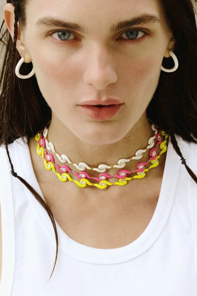 Necklaces<CULT MIA SILVER AND LIGHT PINK SPLASH NECKLACE Silver/Light Pink