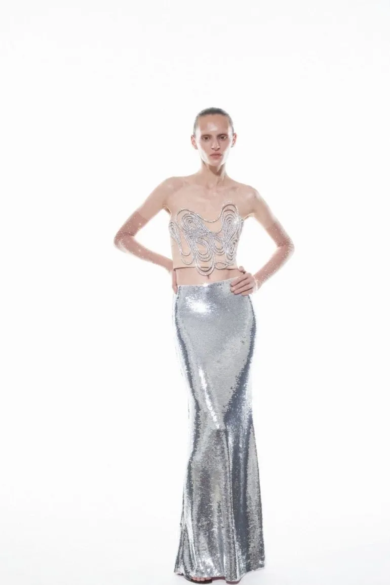 Skirts<CULT MIA ARIELLE MAXI SKIRT Silver