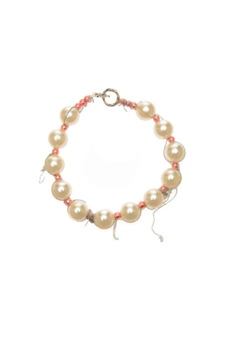 Necklaces<CULT MIA SILVER CHAIN AND PINK PEARL NECKLACE Pearl, Pink & Silver