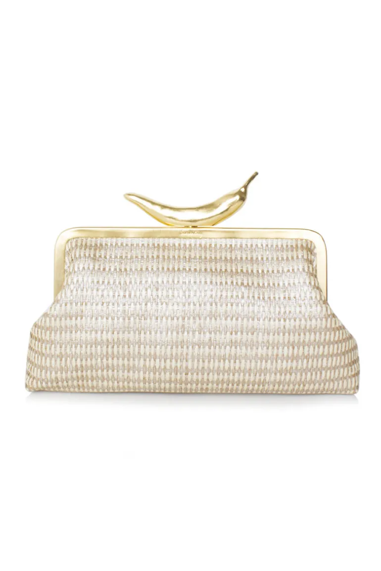 Clutch Bags<CULT MIA CHILI STRAW CLASSIC CLUTCH Silver