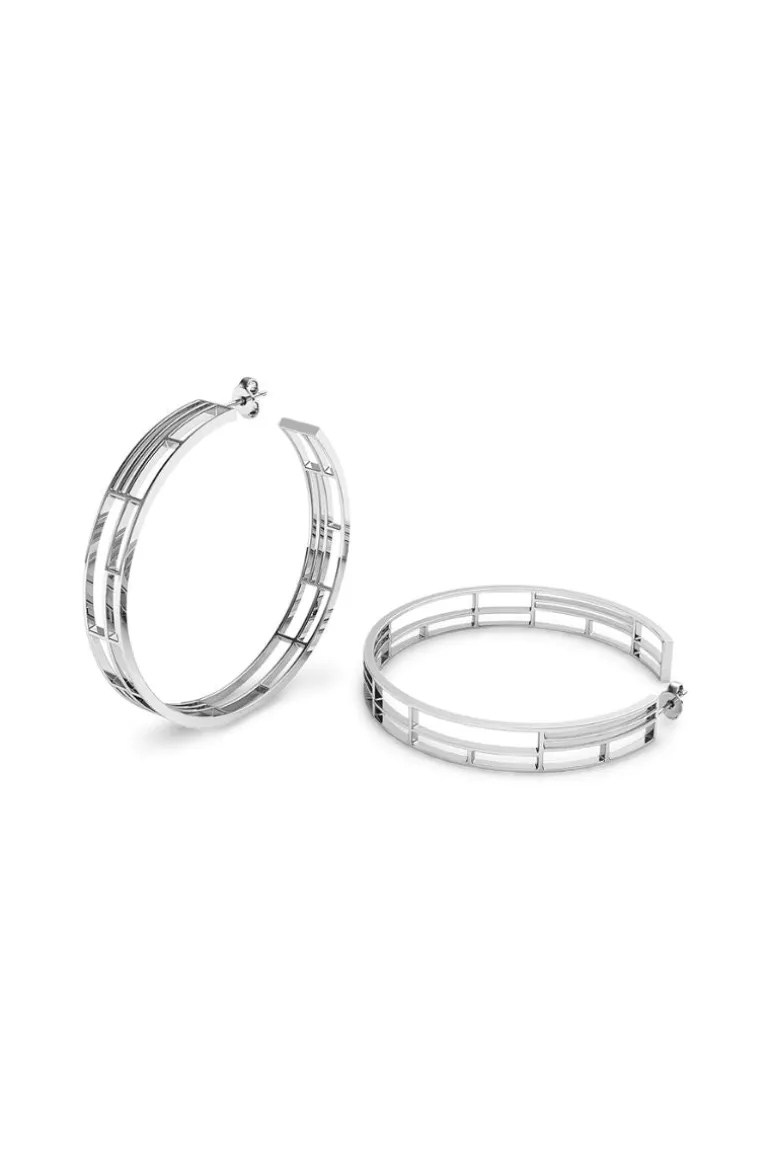 Earrings<CULT MIA SILVER COLOSSEO HOOP EARRINGS White