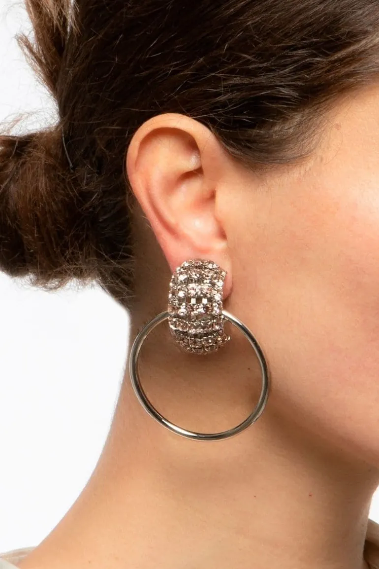 Earrings<CULT MIA CRYSTAL MARA HOOP EARRINGS Silver