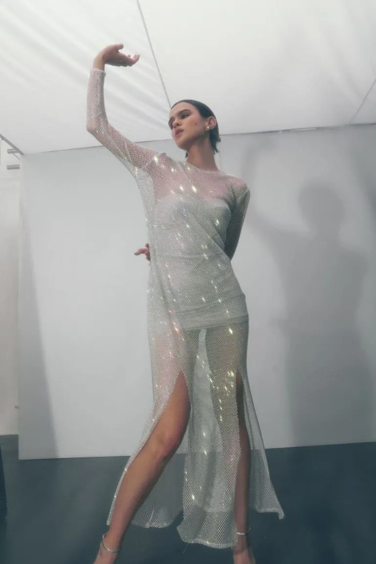 Dresses | Midi Dresses<CULT MIA SILVER DIAMOND CORSET MIDI DRESS White/Silver