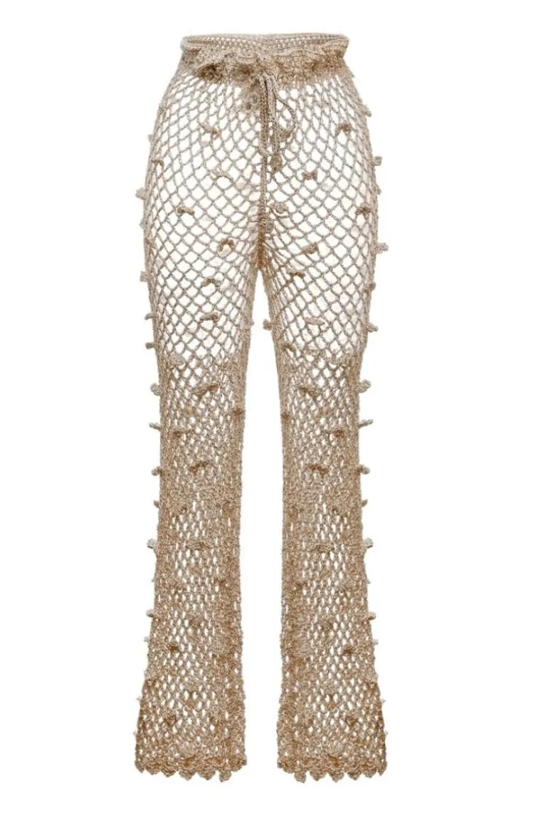 Pants<CULT MIA HANDMADE CROCHET PANTS Silver