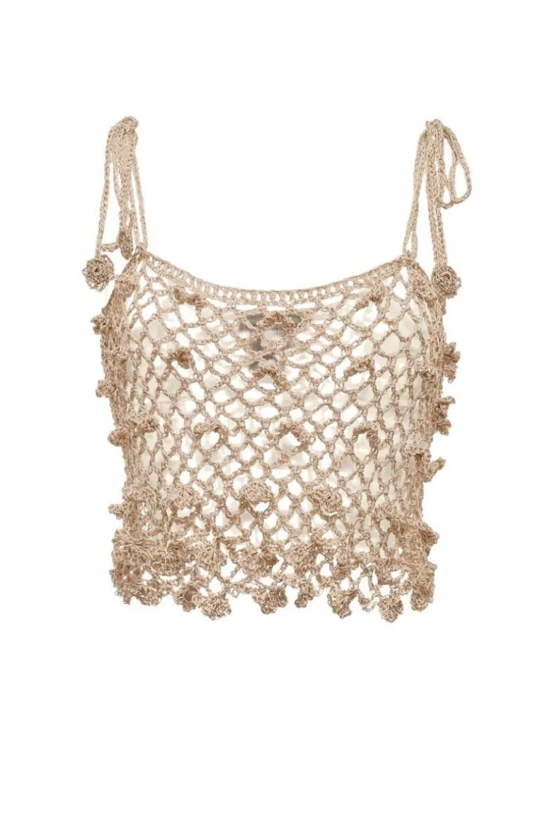 Tops<CULT MIA HANDMADE CROCHET TOP Silver