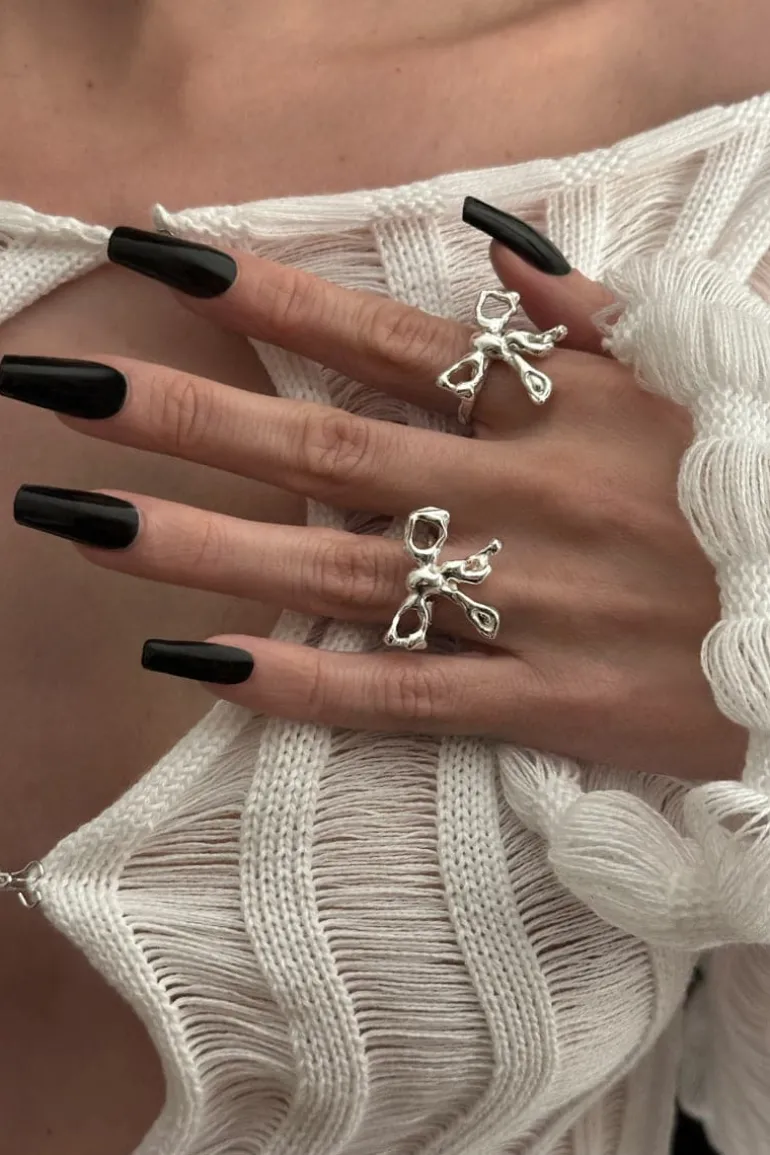 Rings<CULT MIA LIQUIFIED BOW RING Silver