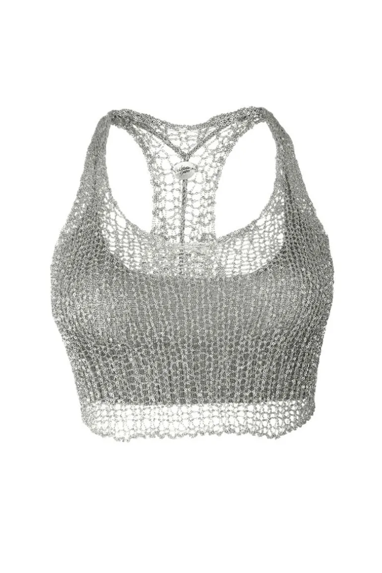 Tops<CULT MIA MIDAS RACERBACK WITH BRALETTE Silver