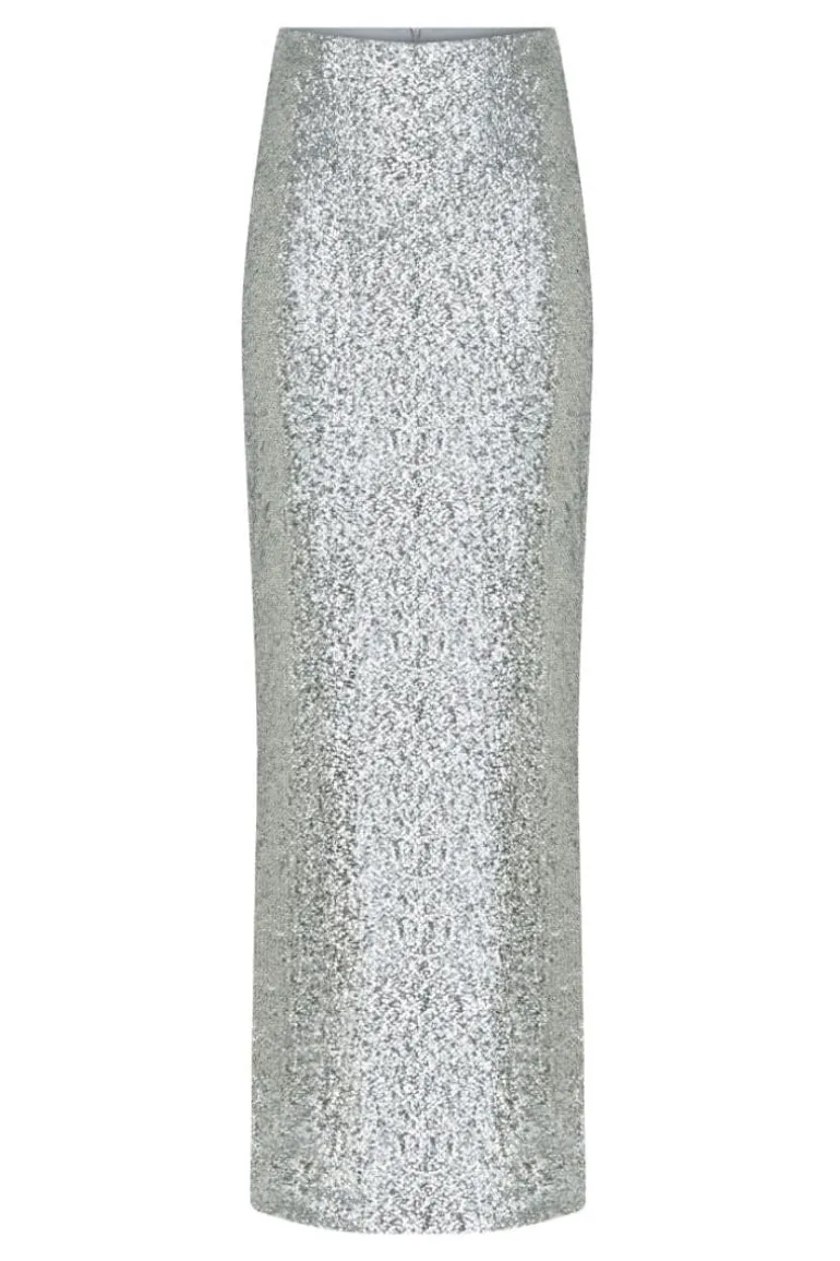 Skirts<CULT MIA SEQUIN LOW RISE MAXI SKIRT Silver
