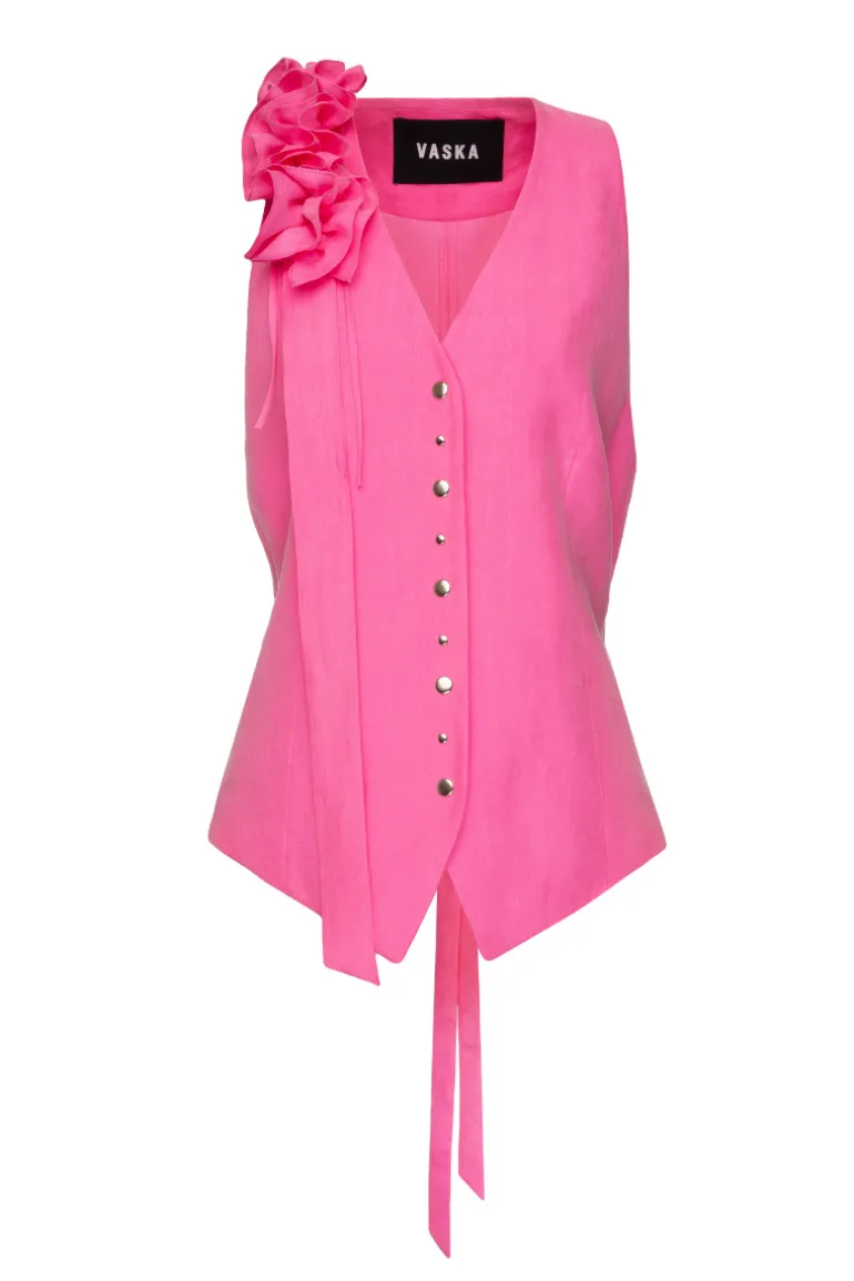 Tops<CULT MIA SINGLE BREASTED VEST Hot Pink
