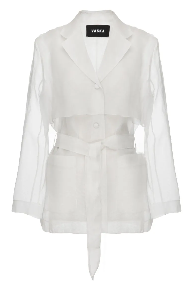 Blazers<CULT MIA SINGLE BREASTED ORGANZA BLAZER White