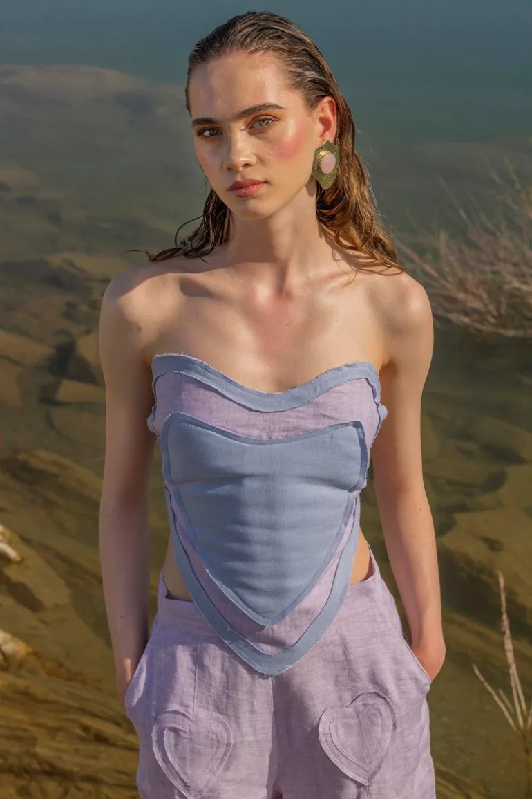 Tops<CULT MIA SKY BLUE AND LILAC SWEETHEART DOUBLE TOP Sky Blue/Lilac