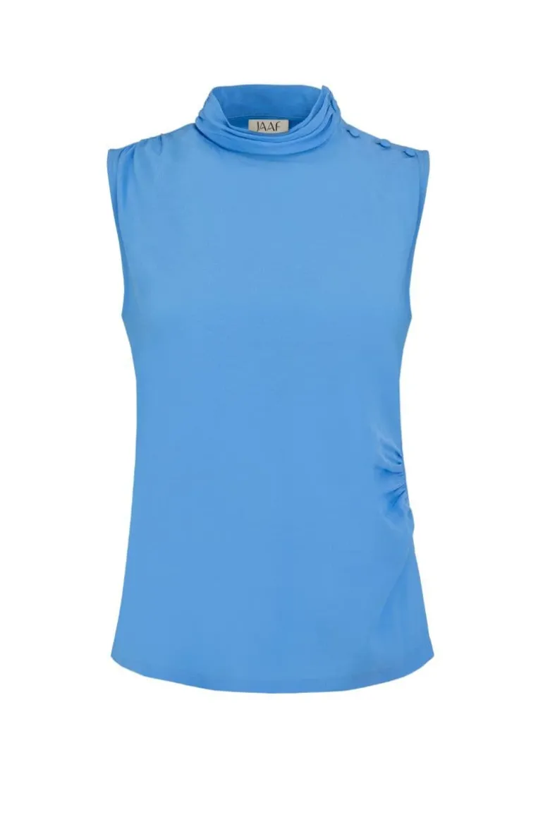 Tops<CULT MIA SKY SLEEVELESS SILK TOP Blue