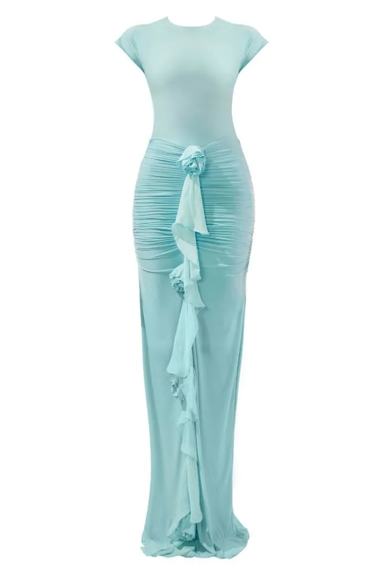 Dresses<CULT MIA SKYE FITTED BACKLESS MAXI DRESS Baby Blue