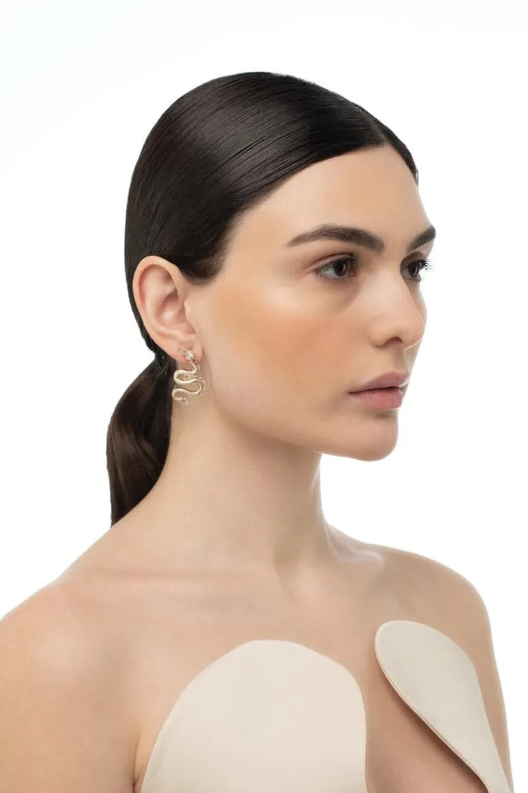 Earrings<CULT MIA SMALL SNAKE EARRINGS Gold-plated
