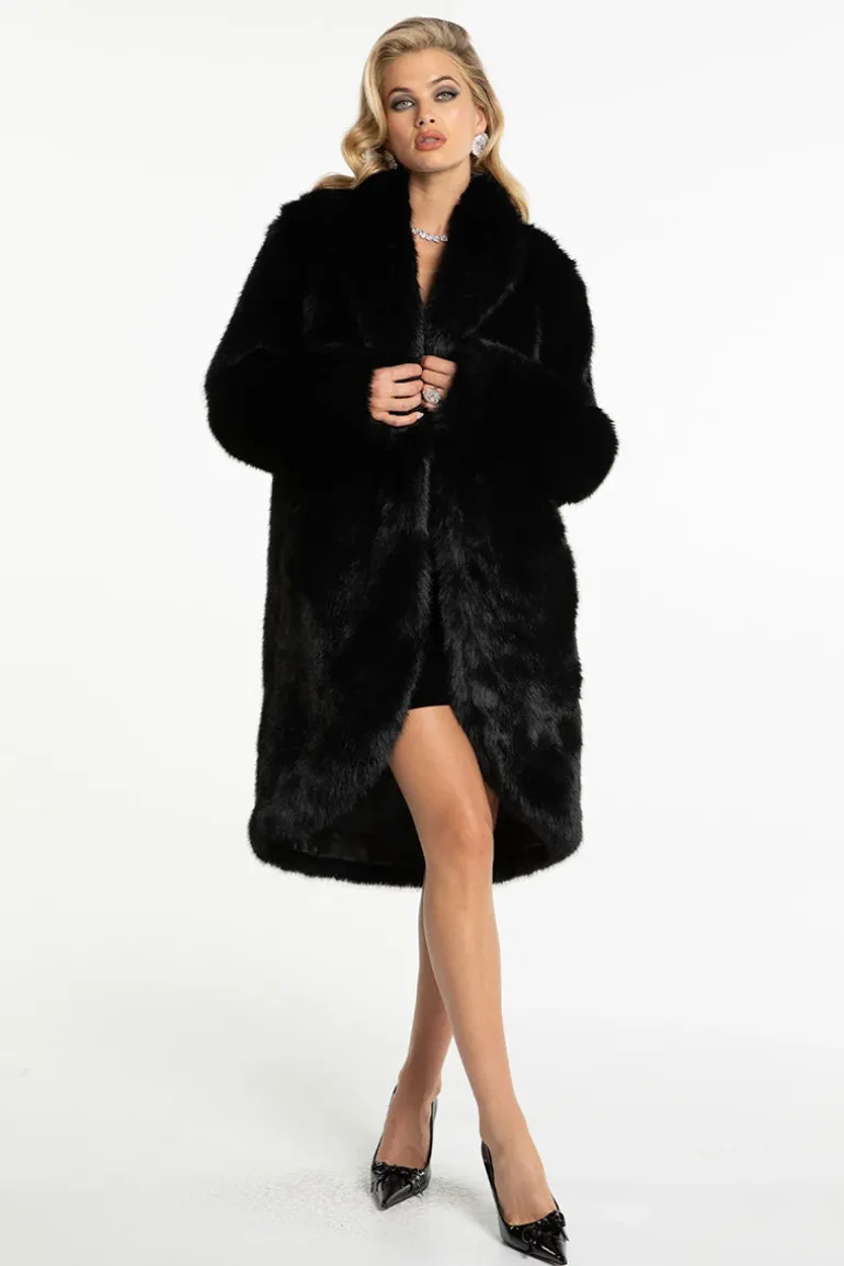 Coats<CULT MIA SOFIA FUR COAT IN Black