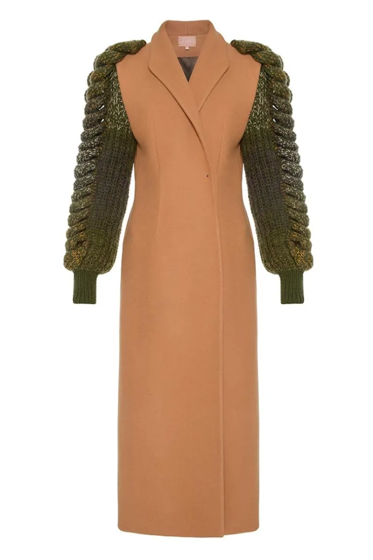 Coats<CULT MIA SOFT WOOL PLAITED COAT Camel