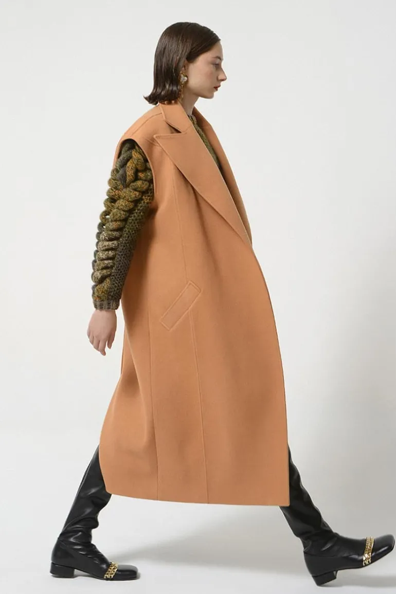 Coats<CULT MIA SOFT WOOL PLAITED COAT Camel