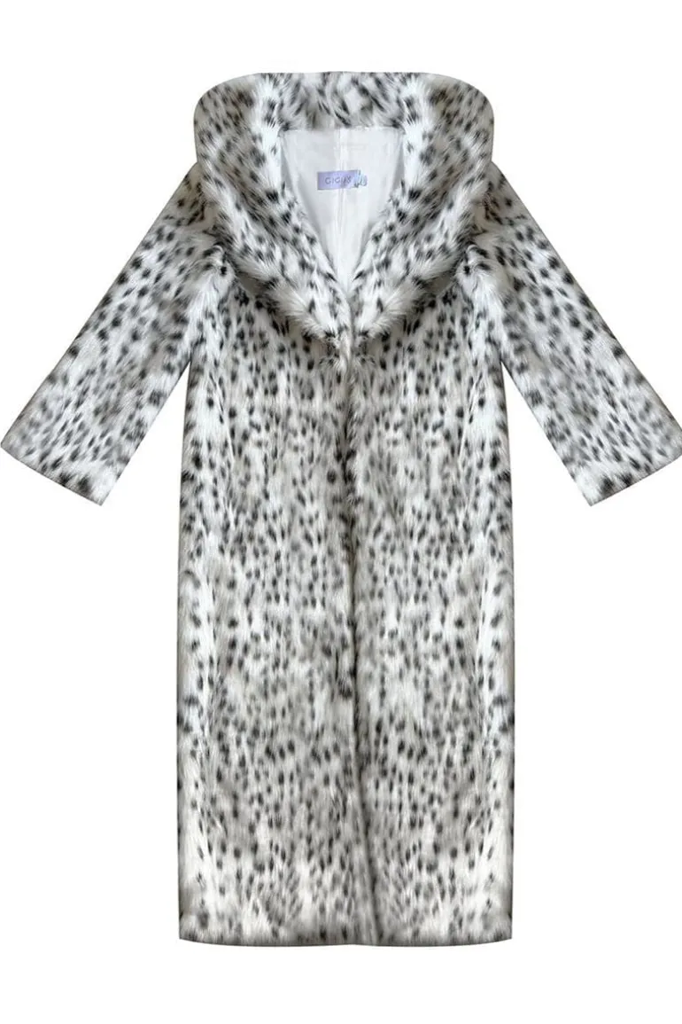 Coats<CULT MIA SOPHIA VEGAN FUR COAT Black/White