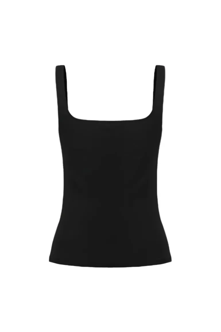 Tops<CULT MIA SQUARE NECK TANK TOP IN Black
