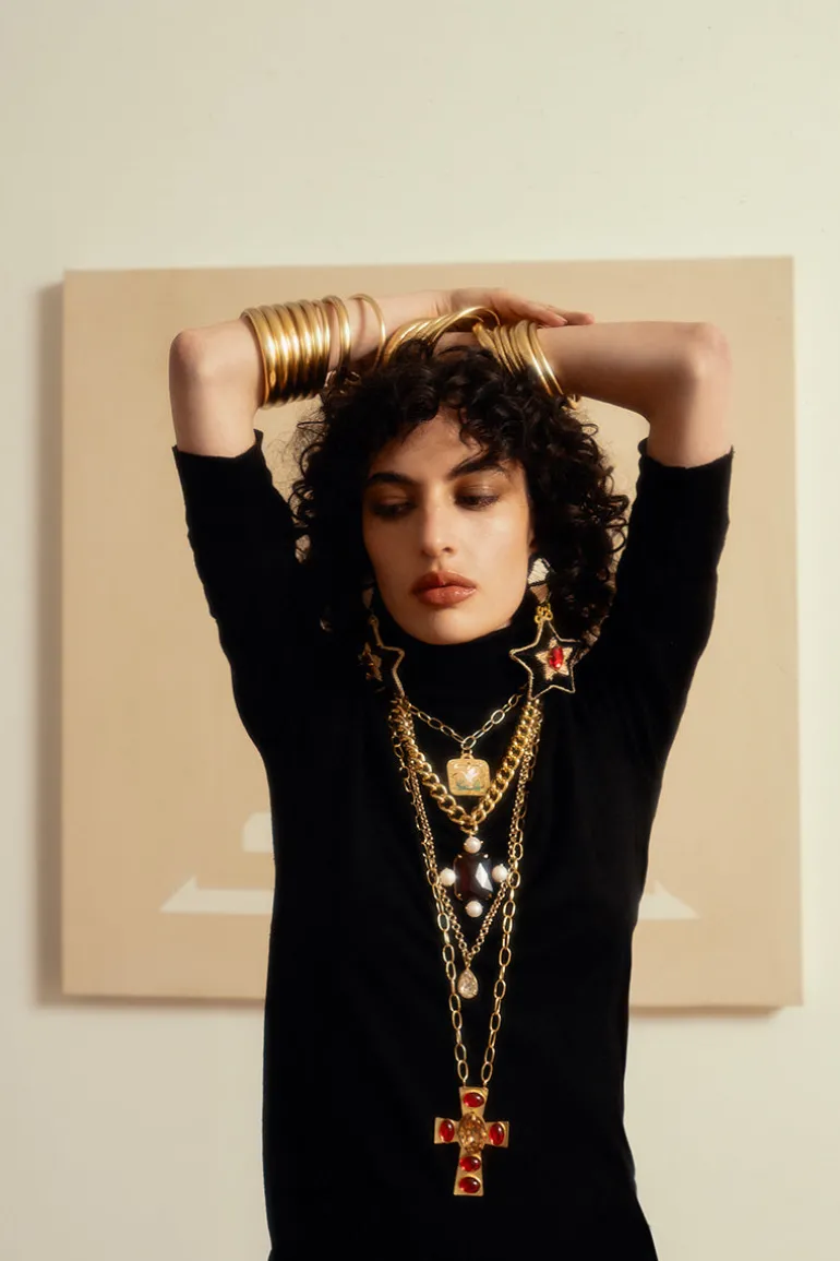 Earrings<CULT MIA STARRY WOVEN RAFFIA EARRINGS Black and Natural