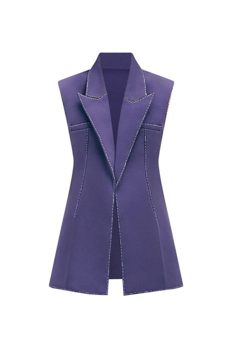 Knitwear<CULT MIA STATEMENT STRAIGHT SLEEVELESS TWILL BLAZER Blue