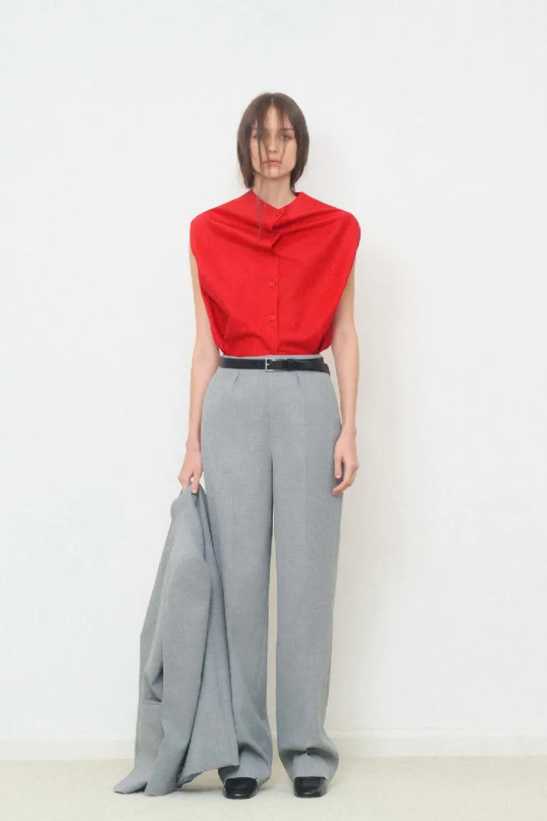 Pants<CULT MIA STRAIGHT-LEG PANTS WITH FRONT DARTS IN Gray