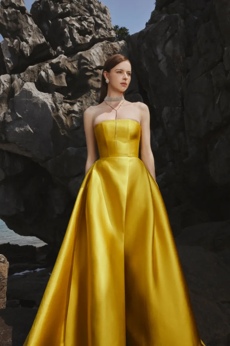 Dresses | Gowns<CULT MIA STRAPLESS A-LINE FULL DRESS Yellow