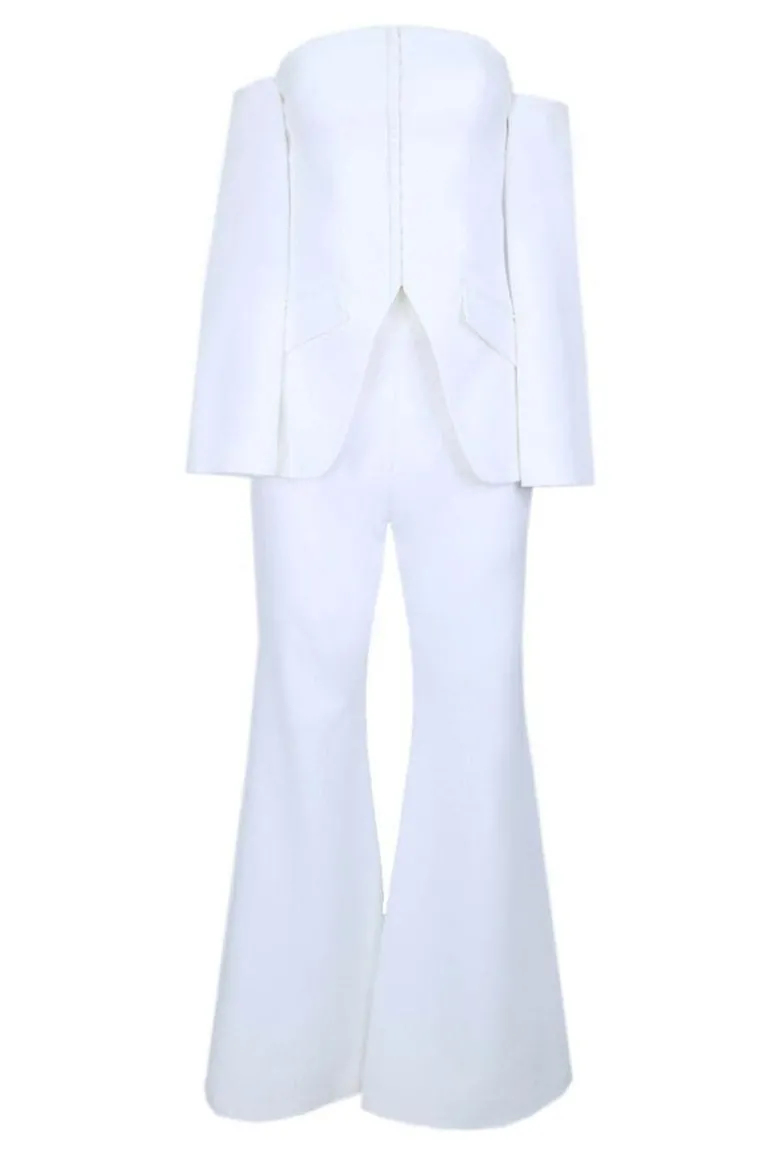 Outfit Sets<CULT MIA STRAPLESS BRIDAL ENSEMBLE TOP AND PANTS SET Off White