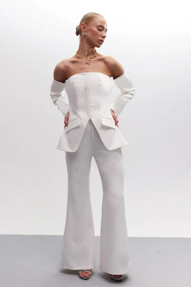 Outfit Sets<CULT MIA STRAPLESS BRIDAL ENSEMBLE TOP AND PANTS SET Off White