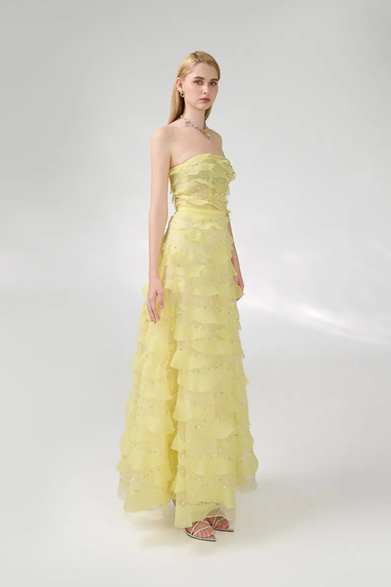 Dresses<CULT MIA STRAPLESS LIGHT MAXI DRESS Yellow