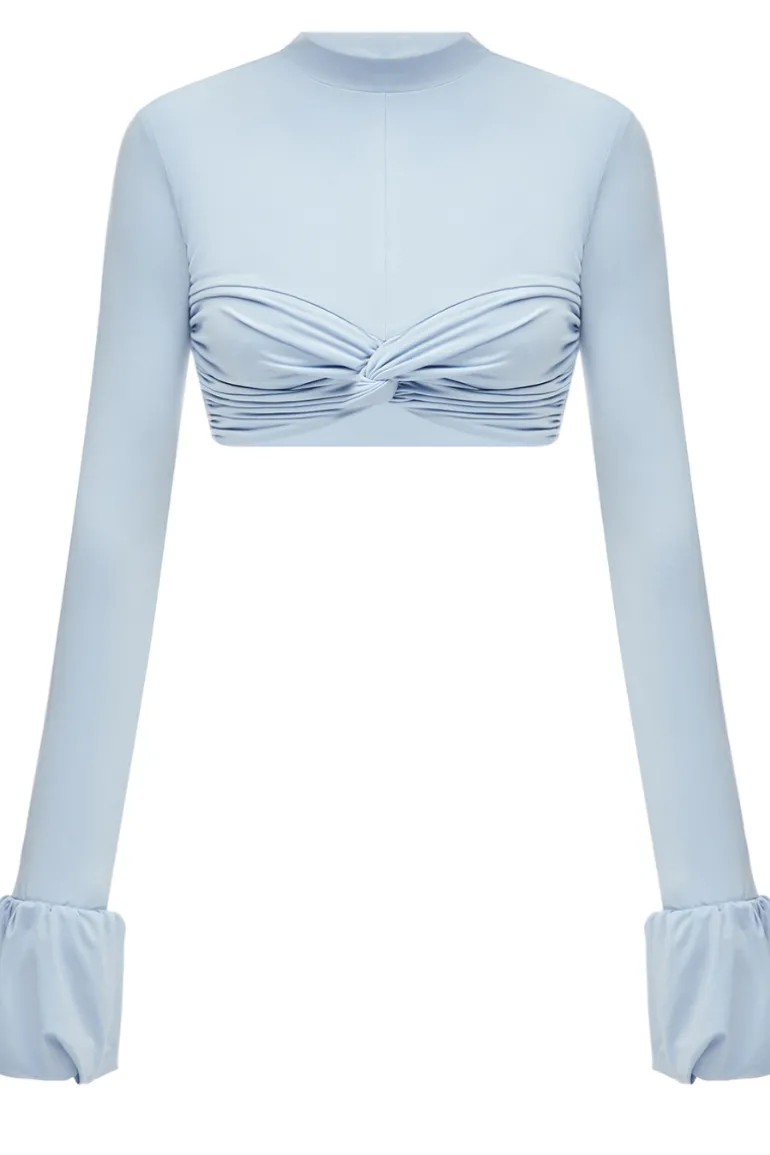 Tops<CULT MIA STRETCH-JERSEY LIGHT CROPTOP Blue