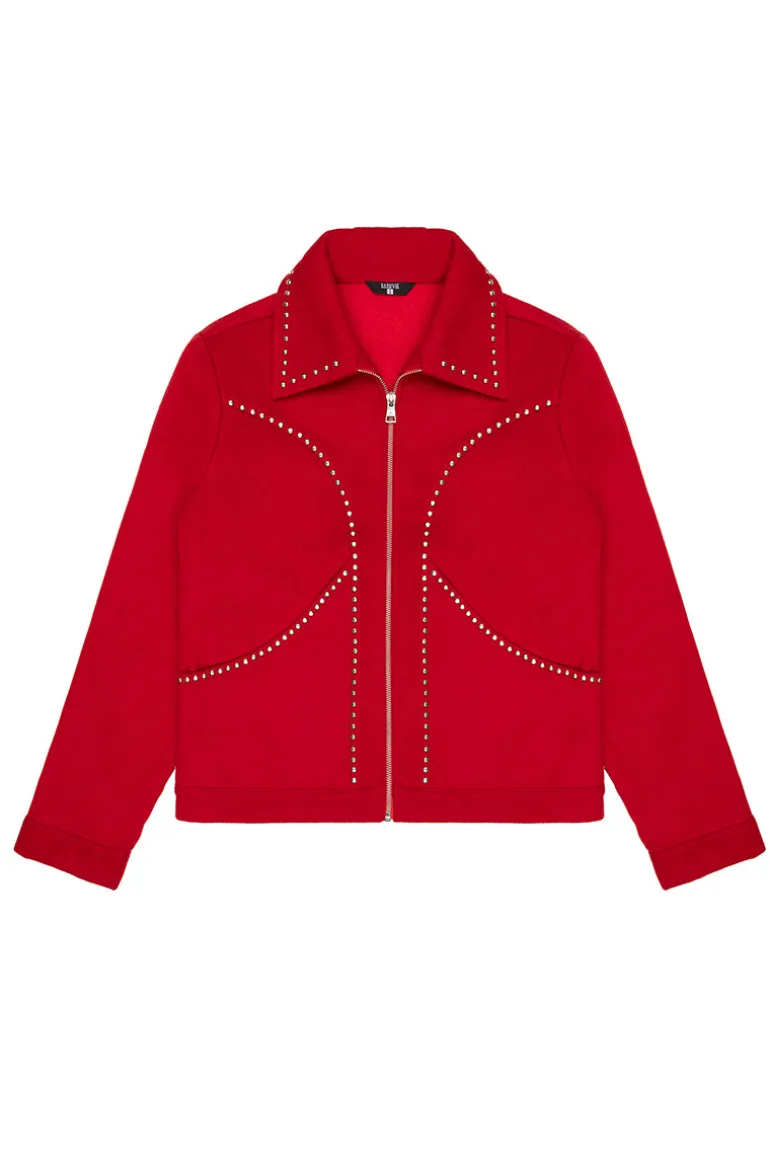 Jackets<CULT MIA STUDDED JACKET Red
