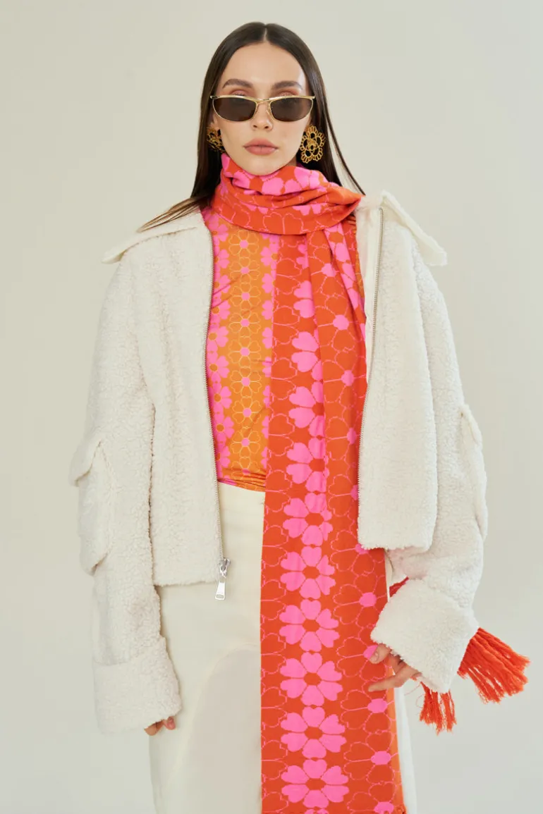 Scarves<CULT MIA SUN-KISSED FLORAL KNIT SCARF Red