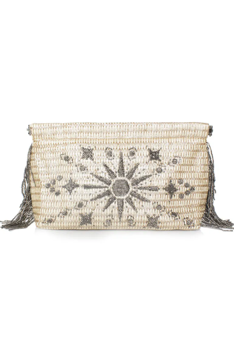 Clutch Bags<CULT MIA SUNRISE ON STRAW CLIPBAG CLUTCH Silver