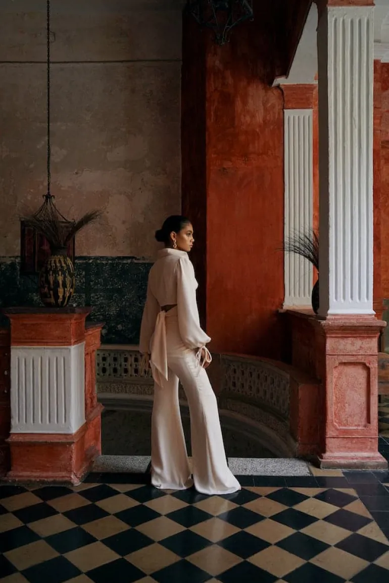 Pants<CULT MIA SUNSET TIE-FRONT PANTS Cream