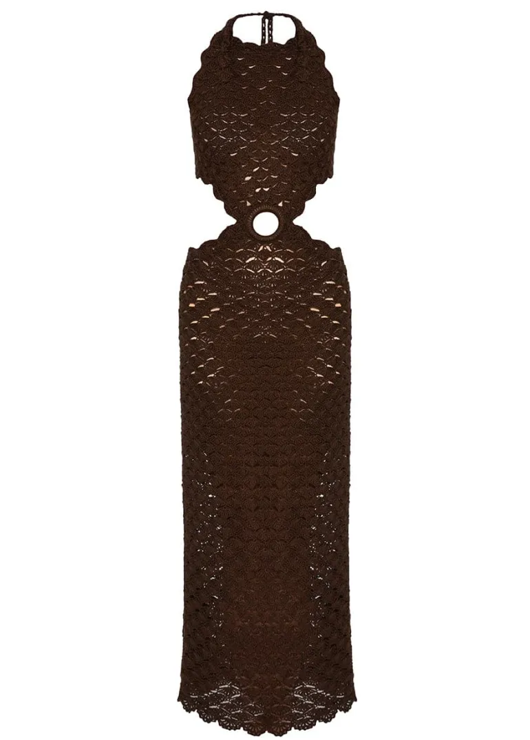 Dresses<CULT MIA SUNSET CUT-OUT CROCHET MAXI DRESS Brown