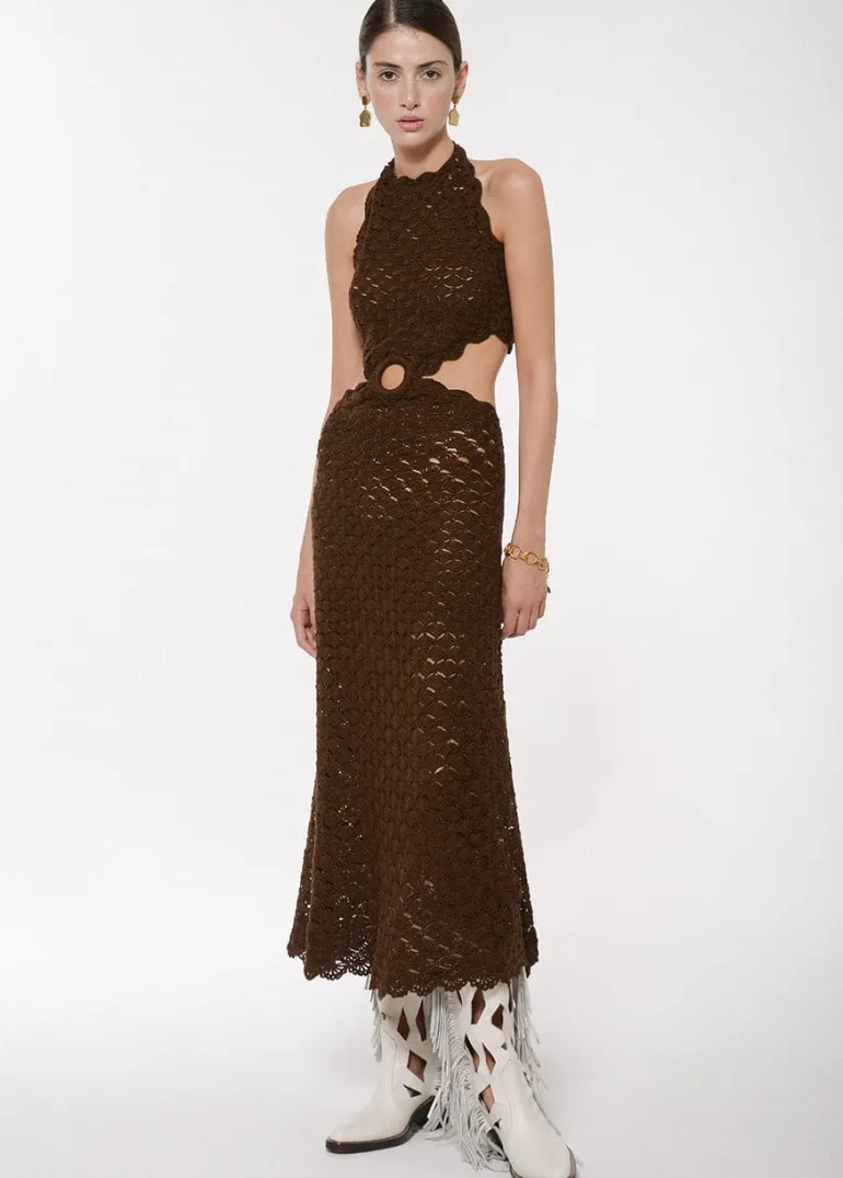 Dresses<CULT MIA SUNSET CUT-OUT CROCHET MAXI DRESS Brown