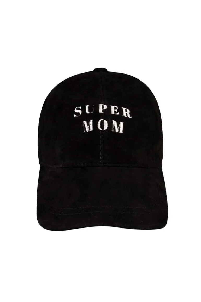 Hats<CULT MIA SUPER MOM EMBROIDERED CAP Black