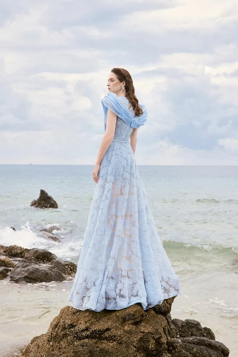 Dresses | Mini Dresses<CULT MIA SUSAN 3D FLORAL LACE MIX CORAL DRESS Blue