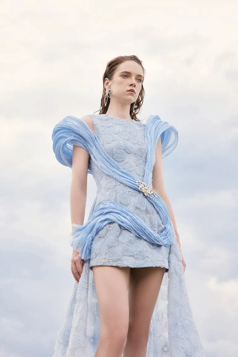 Dresses | Mini Dresses<CULT MIA SUSAN 3D FLORAL LACE MIX CORAL DRESS Blue