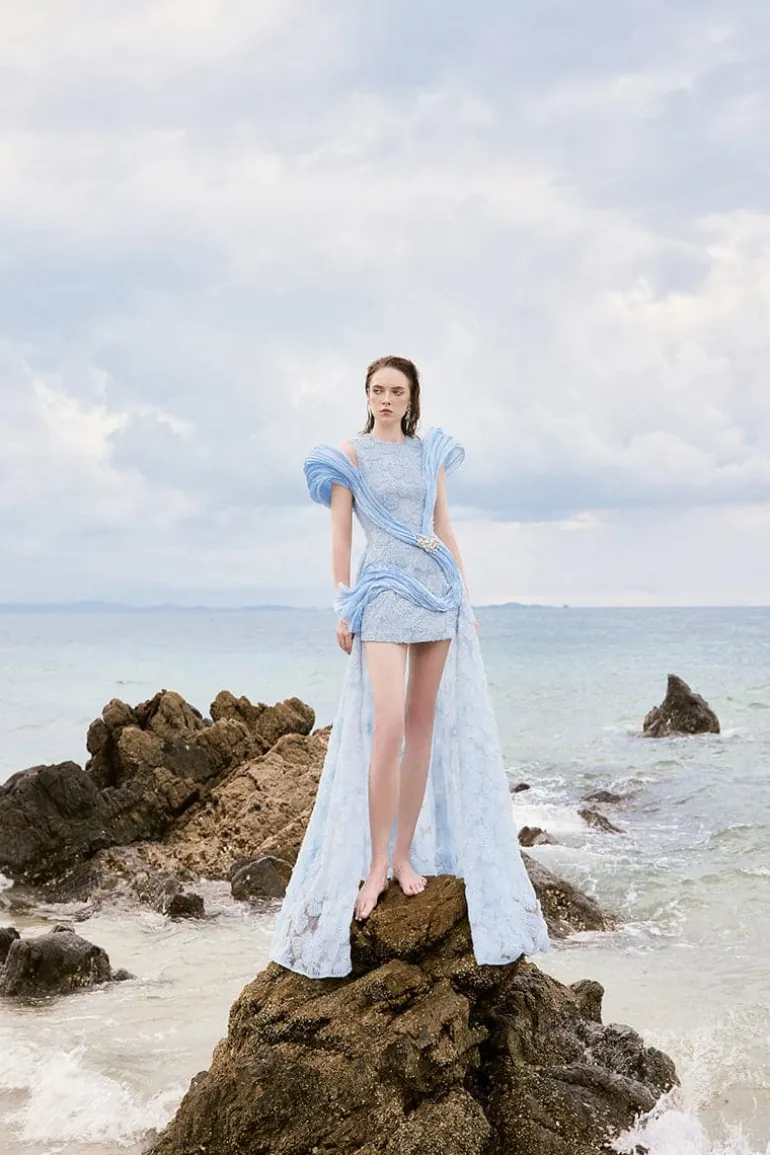 Dresses | Mini Dresses<CULT MIA SUSAN 3D FLORAL LACE MIX CORAL DRESS Blue