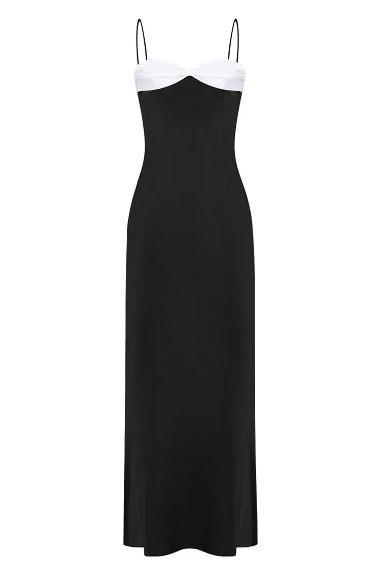 Dresses<CULT MIA SWAN SLIP MAXI DRESS IN BLACK AND WHITE Black/ White