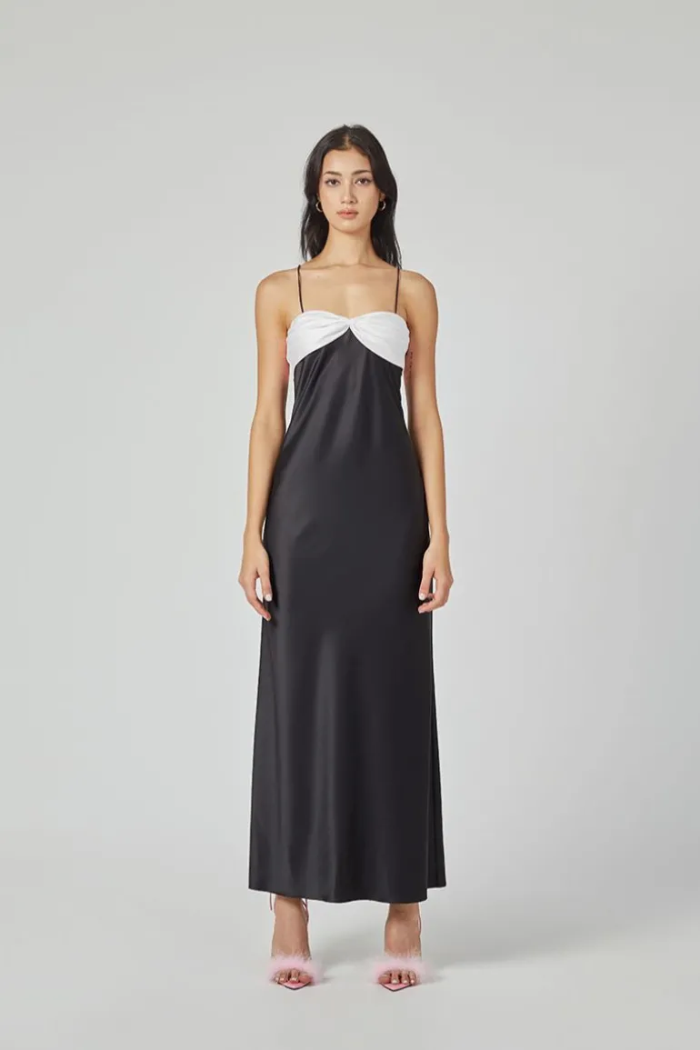 Dresses<CULT MIA SWAN SLIP MAXI DRESS IN BLACK AND WHITE Black/ White